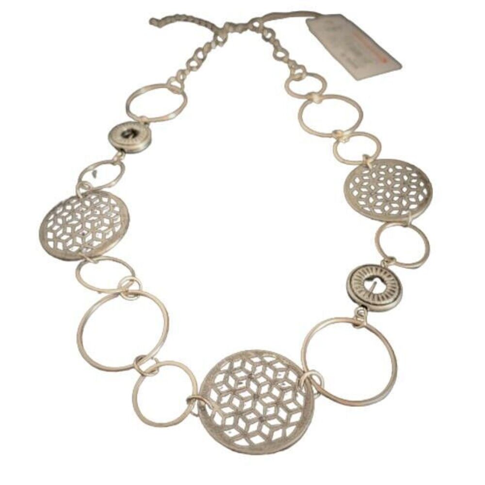 Sonoma Chain Necklace NEW Open Silver Circles Filigree Boho Lightweight NWT